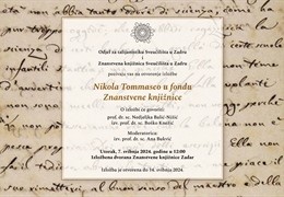 "Nikola Tommaseo u fondu Znanstvene knjižnice" povodom obilježavanja 150. godišnjice smrti slavnog Šibenčanina