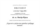 Nastupno predavanje - dr. sc. Marija Pijaca