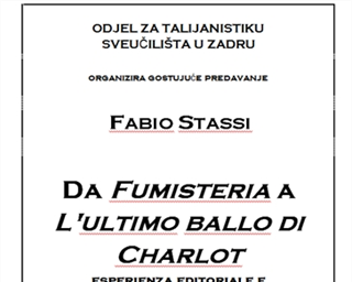 Talijanski književnik Fabio Stassi – gostujuće predavanje