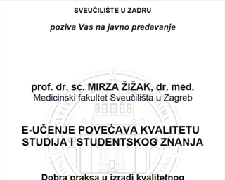 Javno predavanje ''E-učenje povećava kvalitetu studija i studentskog znanja (Kako izraditi dobar i koristan e-predmet)''
