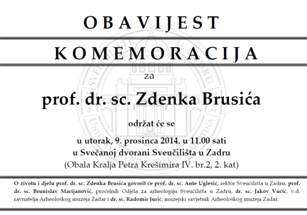 Komemoracija za prof. dr. sc. Zdenka Brusića 