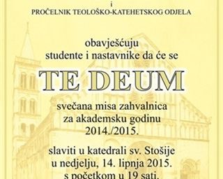 Svečana misa zahvalnica za akademsku godinu 2014./2015.