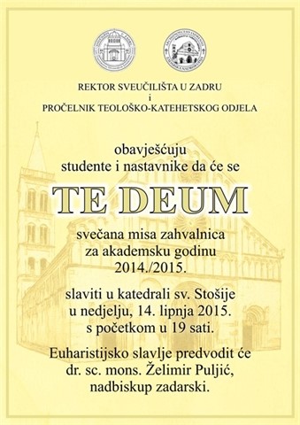 Svečana misa zahvalnica za akademsku godinu 2014./2015.