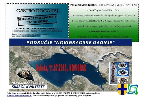 Poziv na manifestaciju Novigradska dagnja – simbol kvalitete