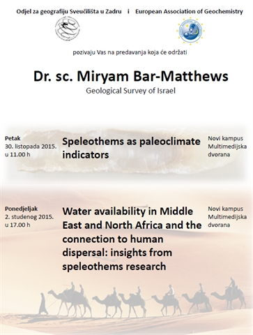Predavanja dr. sc. Miryam Bar-Matthews 