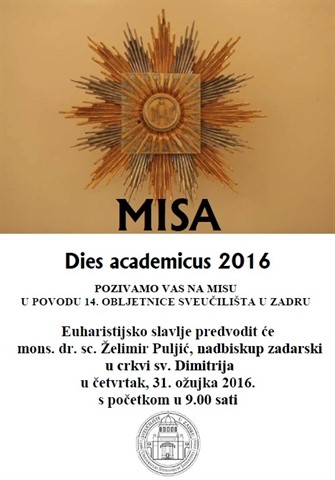 Sveta misa na Dan Sveučilišta u kapeli sv. Dimitrija