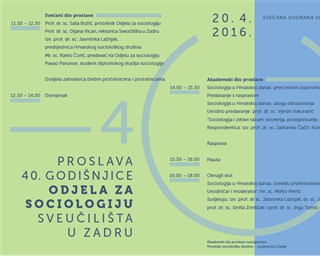 Proslava 40. godišnjice Odjela za sociologiju