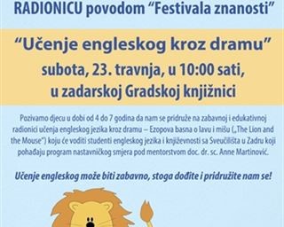 Poziv na radionicu „Učenje engleskog kroz dramu“