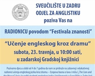 Poziv na radionicu „Učenje engleskog kroz dramu“