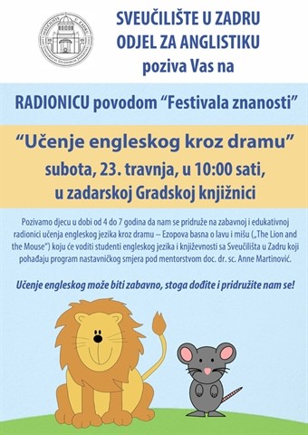 Poziv na radionicu „Učenje engleskog kroz dramu“