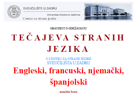 Obavijest o održavanju tečajeva stranih jezika