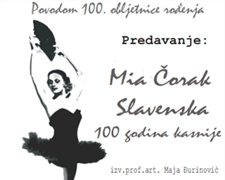 Poziv na predavanje „Mia Čorak Slavenska - 100 godina kasnije“