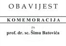 Komemoracija za prof. dr. sc. Šimu Batovića 