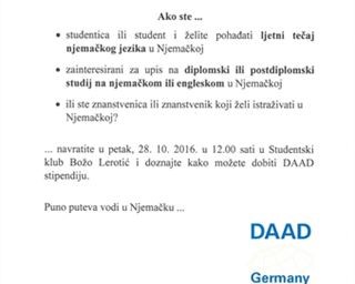 Poziv za studente i nastavnike na info-dan o stipendijama DAAD-a