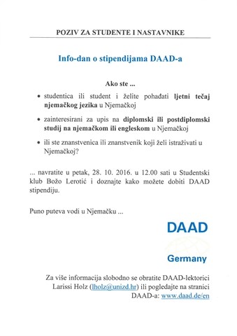Poziv za studente i nastavnike na info-dan o stipendijama DAAD-a