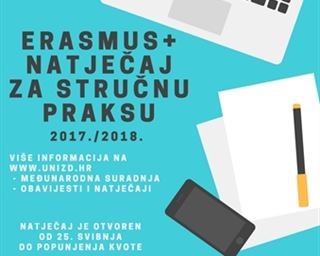 Produljen Natječaj za studentsku mobilnost u svrhu Erasmus+ stručne prakse - 25.05.2017.