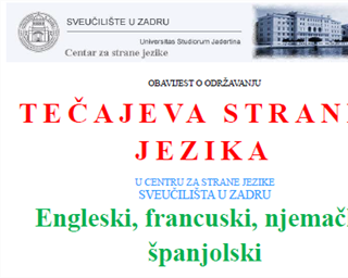 Obavijest o održavanju tečajeva stranih jezika u Centru za strane jezike Sveučilišta u Zadru