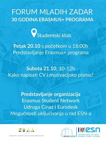 Forum mladih Zadar – 30 godina Erasmus+ programa