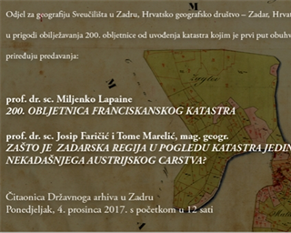 Predavanja u prigodi 200. obljetnice od uvođenja katastra kojim je prvi put obuhvaćeno cijelo područje današnje Hrvatske 