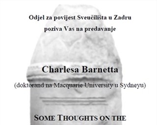 Predavanje Charlesa Barnetta "Some Thoughts on the Symbolic Origins of the Liburnian Cippi"  ("Razmišljanja o simboličnom porijeklu liburnskih cipusa").