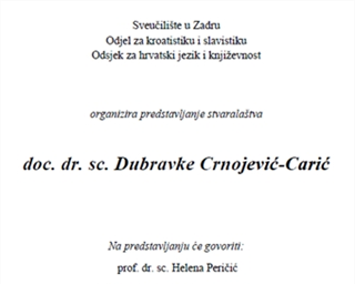 Predstavljanje teatrološkog rada doc. dr. sc. Dubravke Crnojević-Carić