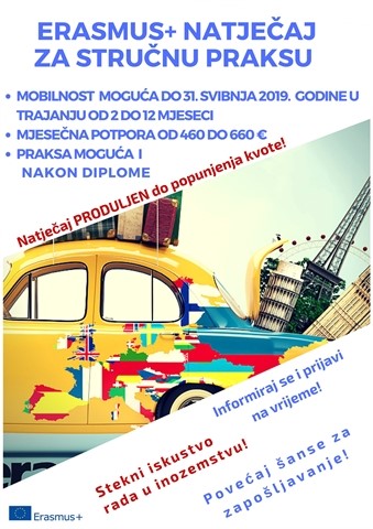 Produljen Natječaj za Erasmus+ stručnu praksu, koju je moguće ostvariti do 31. svibnja 2019. godine