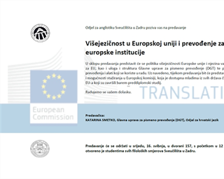 Poziv na predavanje "Višejezičnost u Europskoj uniji i prevođenje za europske institucije"