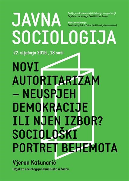 Javna sociologija – ciklus javnih predavanja i diskusija u organizaciji Odjela za sociologiju Sveučilišta u Zadru