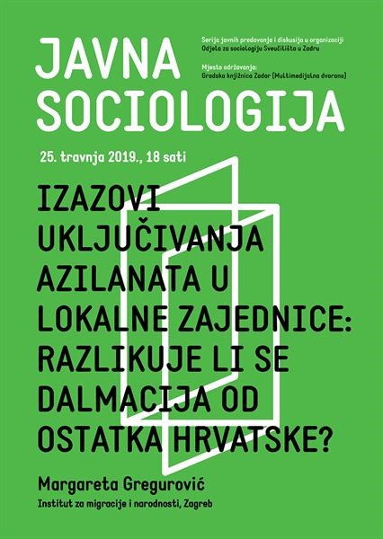 Javna sociologija – ciklus javnih predavanja i diskusija u organizaciji Odjela za sociologiju Sveučilišta u Zadru