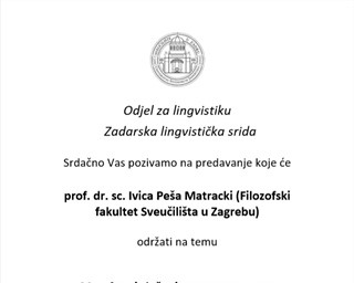 Lingvistička srida: predavanje „Metafore i složenice u suvremenom talijanskom jeziku“ prof. dr. sc. Ivice Peše Matracki