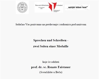 Predavanja i radionice pod nazivom „Sprechen und Schreiben – zwei Seiten einer Medaille“