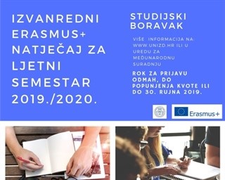 Izvanredni Natječaj za Erasmus+ studentsku mobilnost