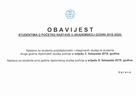 Obavijest studentima o početku nastave u akademskoj godini 2019./2020.