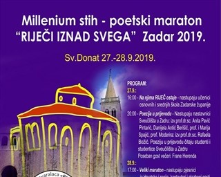 Millenium stih – poetski maraton RIJEČI IZNAD SVEGA (27. i 28. 9. 2019.)