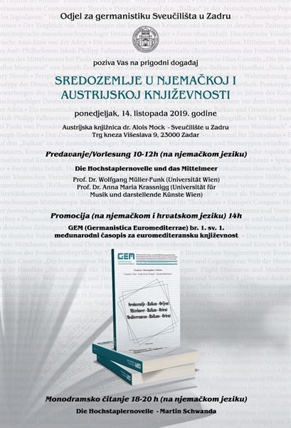 Poziv na događanja na temu „Sredozemlje u Njemačkoj i austrijskoj književnosti“