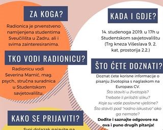 Poziv na radionicu „Kako napisati CV?“