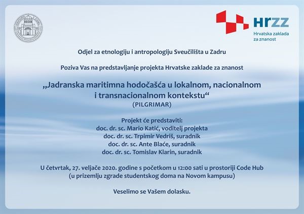 Predstavljanje projekta Hrvatske zaklade za znanost "Jadranska maritimna hodočašća u lokalnom, nacionalnom i transnacionalnom kontekstu" (PILGRIMAR)