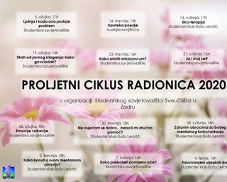 Proljetni ciklus radionica u Studentskom savjetovalištu