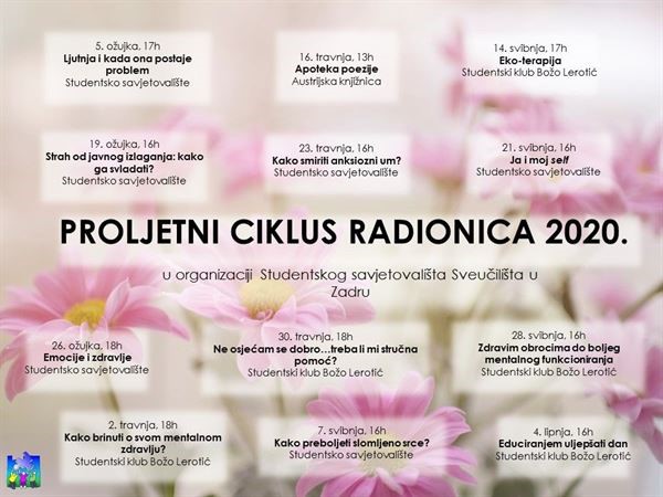 Proljetni ciklus radionica u Studentskom savjetovalištu