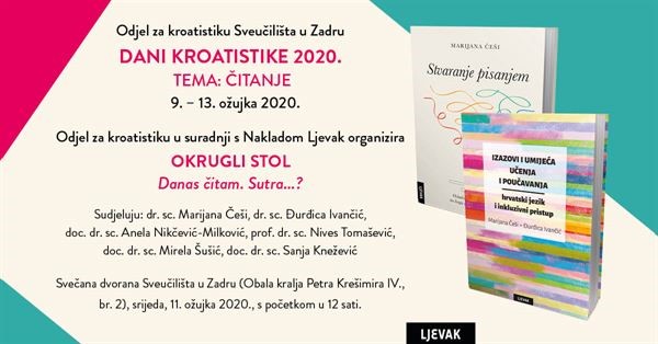 Dani kroatistike - Poziv na okrugli stol na temu "Danas čitam. Sutra...?"