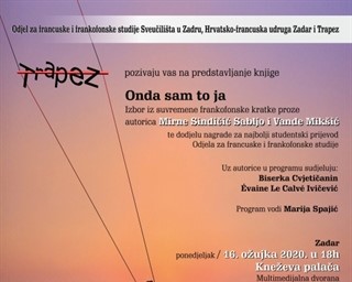 Poziv na predstavljanje knjige „Onda sam to ja, Izbor iz suvremene frankofonske kratke proze“