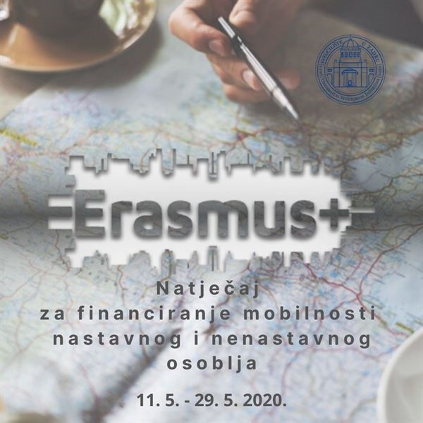 Objavljen Natječaj za financiranje mobilnosti osoblja u sklopu Programa Erasmus+ KA103 (Projekt za 2020. godinu)