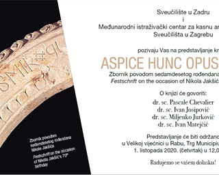 Predstavljanje knjige ASPICE HUNC OPUS MIRUM, Zbornik povodom sedamdesetog rođendana Nikole Jakšića