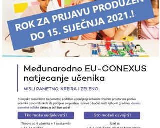 Poziv školama Zadarske županije za sudjelovanje u međunarodnom EU-CONEXUS natjecanju učenika osnovnih škola pod naslovom ,,Misli pametno, kreiraj zeleno“ ('Think smart, create green')