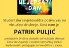 “Uljepšati dan” Patrik Puljić, razgovor s povodom u utorak 15. prosinca 2020. u 13 sati putem zoom aplikacije