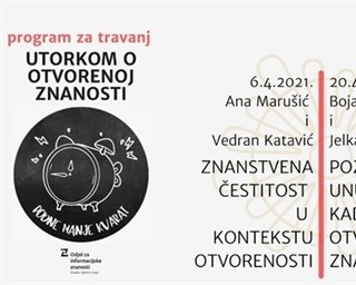 Podne manje kvarat: utorkom o otvorenoj znanosti