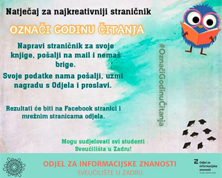 Odjel za informacijske znanosti poziva studente Sveučilišta da daju mašti na volju i osmisle vlastiti straničnik (bookmark)