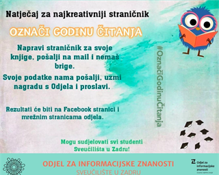 Odjel za informacijske znanosti poziva studente Sveučilišta da daju mašti na volju i osmisle vlastiti straničnik (bookmark)
