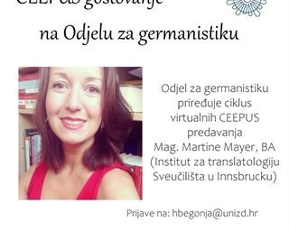 Poziv na virtualna predavanja Mag. Martine Mayer, BA (Institut za translatologiju Sveučilišta u Innsbrucku, Austrija)