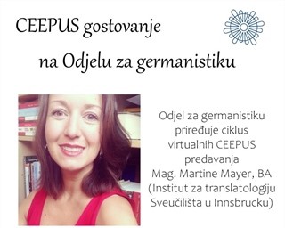 Poziv na virtualna predavanja Mag. Martine Mayer, BA (Institut za translatologiju Sveučilišta u Innsbrucku, Austrija)